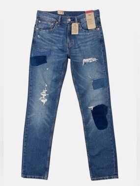 Levis 511 Slim Fit Jeans 31x32 Medium Wash Distressed Patchwork Stretch Denim
